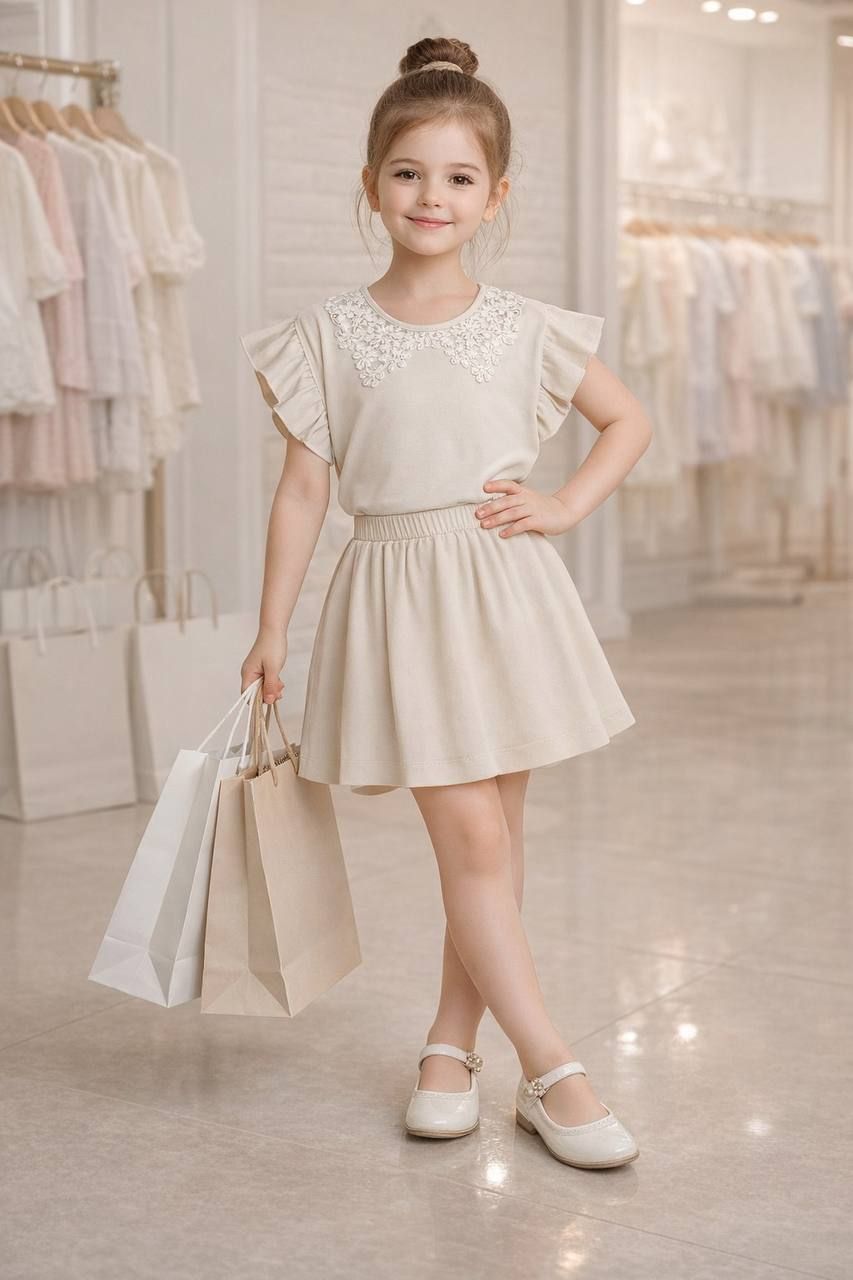 تیشرت دخترانه یقه گیپور